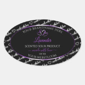 Noir Blanc Cloud Produit Étiquette Coeurs pourpres (Devant)