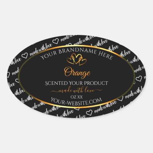 Noir Blanc Cloud Produit Étiquette Orange Coeurs (Devant)