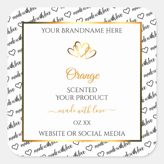 Noir Blanc Cloud Produit Étiquette Orange Coeurs (Devant)