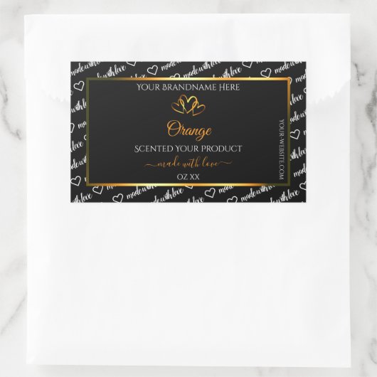 Noir Blanc Cloud Produit Étiquette Orange Coeurs (Sac)