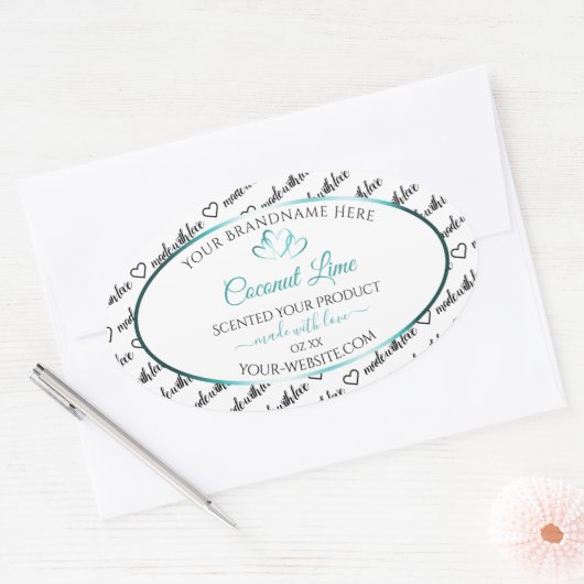 Noir Blanc Cloud Produit Étiquettes Coeurs Turquoi (Enveloppe)