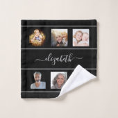 Noir blanc collage photo script monogramme (Gant de toilette)