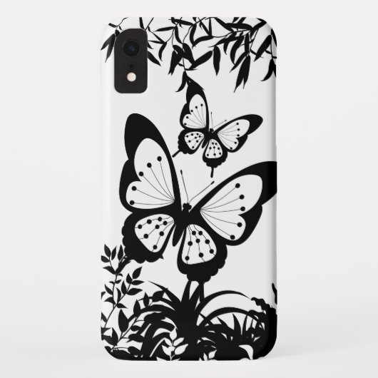 Noir, Blanc, coque iphone de papillons, (Dos)