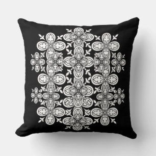 Noir & Blanc Couleur Me Abstrait Pétales Coussin 2