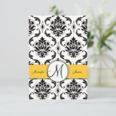 Noir Blanc Damas Mariage Jaune RSVP (Debout devant)