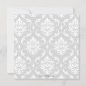 Noir Blanc Damas Monogramme Mariage Invitations (Dos)
