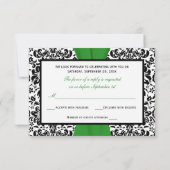 Noir blanc Damas vert IMPRIMÉ RIBBON RSVP (Dos)