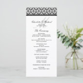 Noir & Blanc Damask Monogramme Programme de mariag (Debout devant)