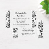 Noir Blanc Damask Patte Personnalisé Carte de rédu (Bureau)