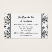 Noir Blanc Damask Patte Personnalisé Carte de rédu (Devant)