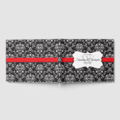 Noir Blanc Damask Red Stripe Mariage Livre d'invit (Complet)