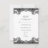 Noir & Blanc dentelle élégante Mariage RSVP (Devant)