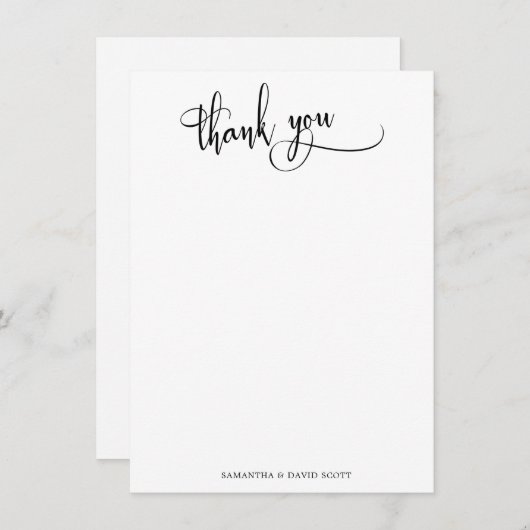 Noir Blanc Élégant Calligraphie Simple Merci (Devant / Derrière)