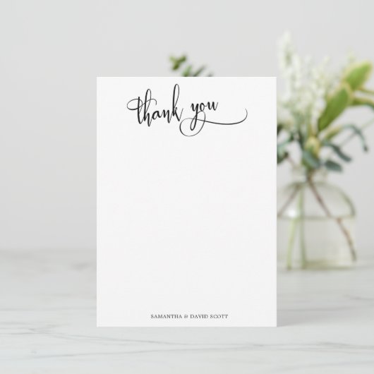 Noir Blanc Élégant Calligraphie Simple Merci (Debout devant)