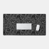 Noir & Blanc Elegant Damask Motif Floral (Clavier et souris)