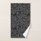 Noir & Blanc Elegant Damask Motif Floral (Serviette à main)
