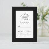 Noir Blanc Élégant Mariage Réponse Boîtier Chic (Debout devant)