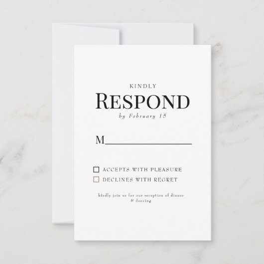 Noir & Blanc Elégant Mariage Vintage Floral RSVP (Devant)