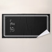 Noir Blanc Élégant Monogramme moderne (Serviette de bain)