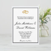 Noir, blanc et invitation d'anneaux de mariage (Debout devant)