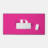 Noir blanc et rose chaud mignon fille Monogramme (Clavier et souris)