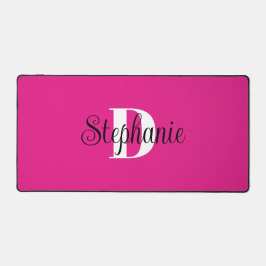 Noir blanc et rose chaud mignon fille Monogramme (Recto)