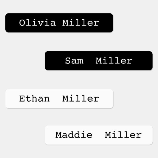 Noir blanc étanche nom étiquette école garderie (Groupe)