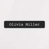 Noir blanc étanche nom étiquette école garderie (Design 1)