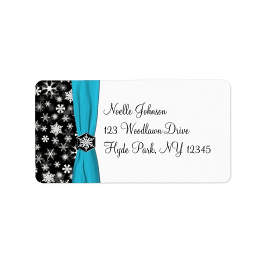 Noir, blanc, Étiquette de adresse de flocons de ne (Devant)