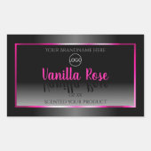 Noir Blanc Étiquette Glamor Rose Frame Logo (Devant)