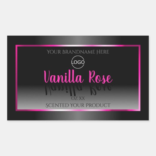 Noir Blanc Étiquette Glamor Rose Frame Logo (Devant)