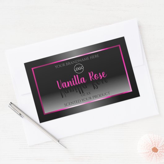 Noir Blanc Étiquette Glamor Rose Frame Logo (Enveloppe)