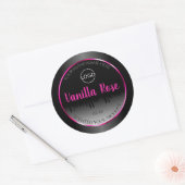 Noir Blanc Étiquette Glamor Rose Frame Logo (Enveloppe)