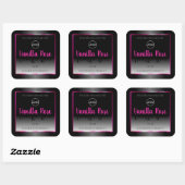 Noir Blanc Étiquette Glamor Rose Frame Logo (Feuille)