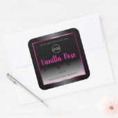 Noir Blanc Étiquette Glamor Rose Frame Logo (Enveloppe)