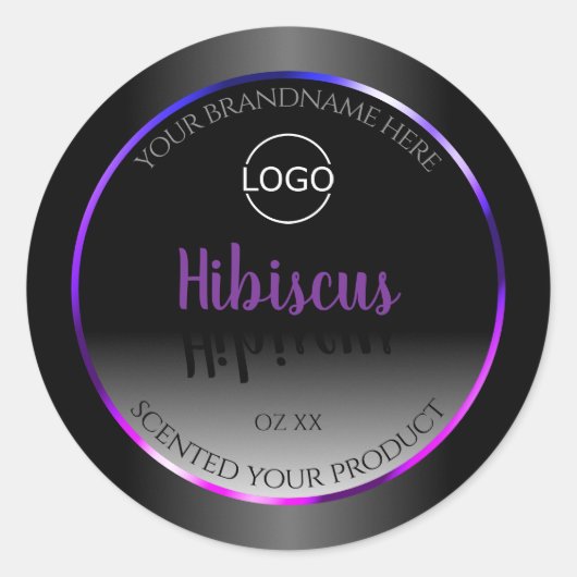 Noir Blanc Étiquette violet rose cadre Logo (Devant)