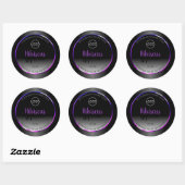 Noir Blanc Étiquette violet rose cadre Logo (Feuille)