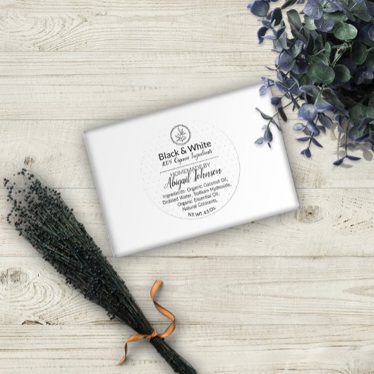 Noir & Blanc fait main Bain & Étiquette corps fait