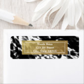 Noir Blanc & Faux Or Chic Étiquette de adresse mod (En situation)
