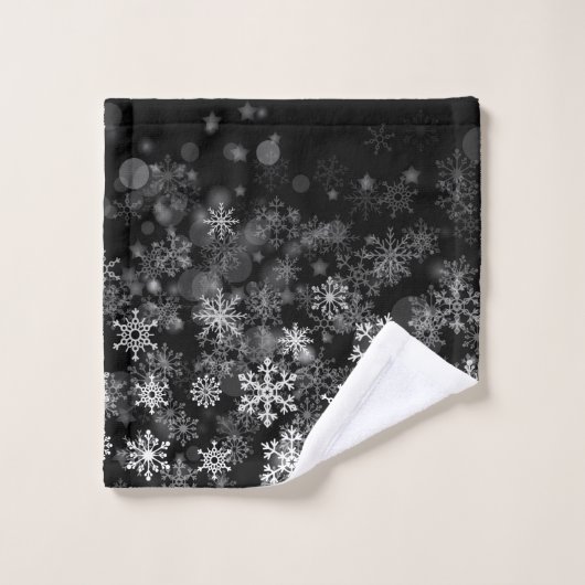 Noir blanc flocon de neige Noël (Gant de toilette)