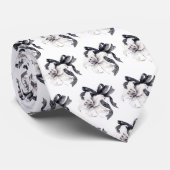 Noir Blanc Floral Botanique Lily Cravate de ruban (Roulé)