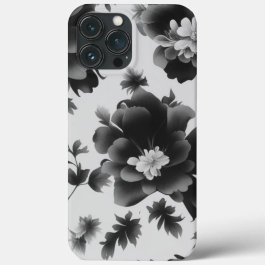 Noir & Blanc Floral Design iPhone / coque ipad (Verso)