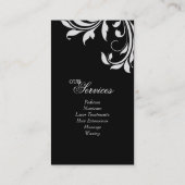 Noir blanc floral élégant de carte de visite de (Dos)