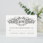 Noir, blanc floral heraldique mariage RSVP (Debout devant)