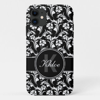 Noir blanc Floral iPhone 5 coque Monogramme