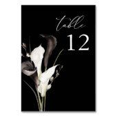 Noir & Blanc Floral Numéro de table - Noir (Dos)