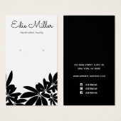 Noir Blanc floral Script de police oreille (Devant & derrière)