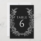 Noir blanc floral simple numéros de table mariage (Devant)
