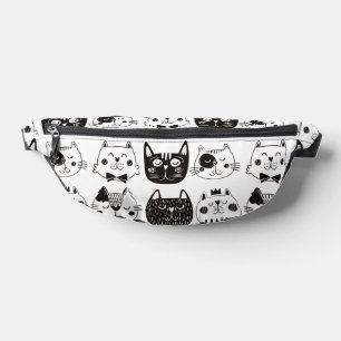 Noir Blanc Funny Chat Visages Motif