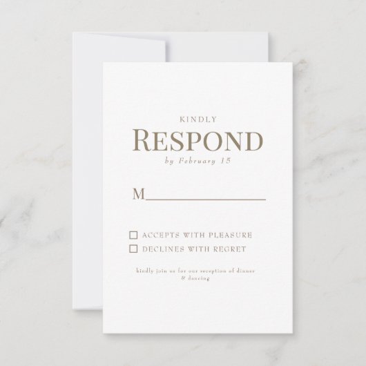 Noir & Blanc Gold Texte Mariage RSVP (Devant)